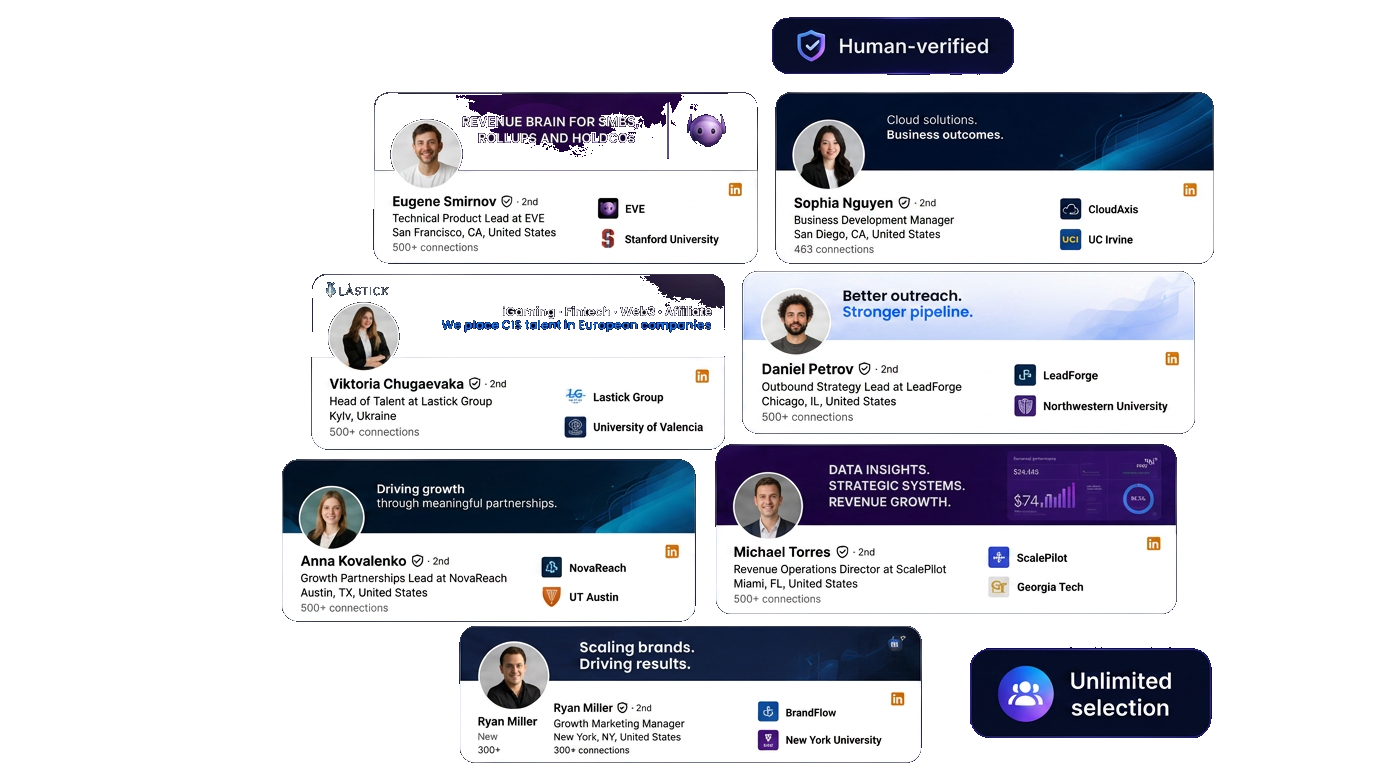 Unlimited human-verified LinkedIn accounts, ready to work